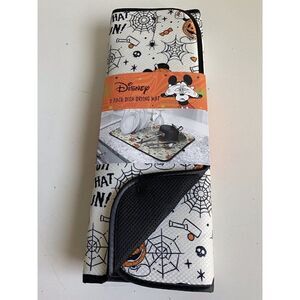 2 Pk Disney Mickey Mouse Halloween Drying Mat 16”x18” Pumpkins Spider Webs Candy